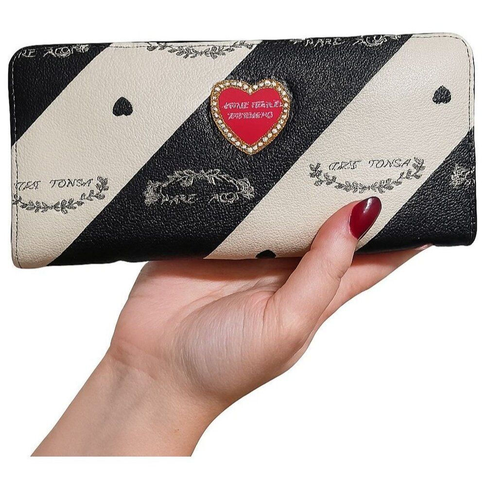 Betsey Johnson Wallet Vegan Leather Carry All Clutch Stripe ID Women's Woman's